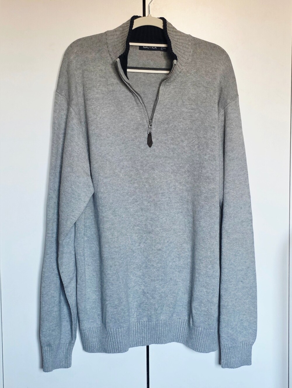 Nautica Men's Light Gray Quarter-Zip Knit Sweater
